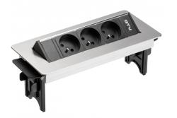 Καλώδιο προέκτασης γραφείου χωρίς κασέτα, τριπλή πρίζα με γείωση, καλώδιο τροφοδοσίας 1,5 m με βύσμα, ανοξείδωτο.