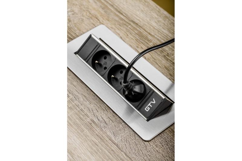 Καλώδιο προέκτασης γραφείου χωρίς κασέτα, τριπλή πρίζα με γείωση, καλώδιο τροφοδοσίας 1,5 m με βύσμα, ανοξείδωτο.