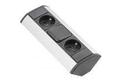 MINI γωνιακό εξάρτημα με διακόπτη και 2 πρίζες με γείωση 230V 16A