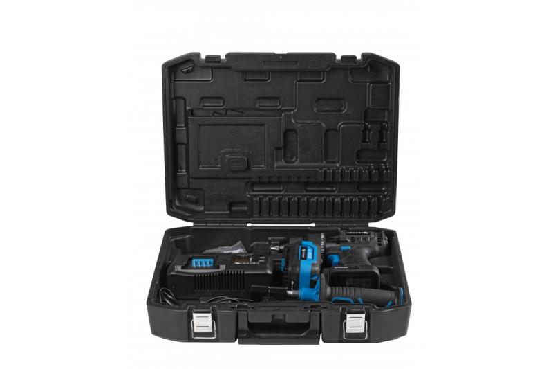 Σετ βουρτσeloze ασύρματης κατσαβιδιού HÖGERT, 18V, με υποδοχή μύτης, αποθηκευτικό χώρο για μύτες, φορτιστή και μπαταρία.