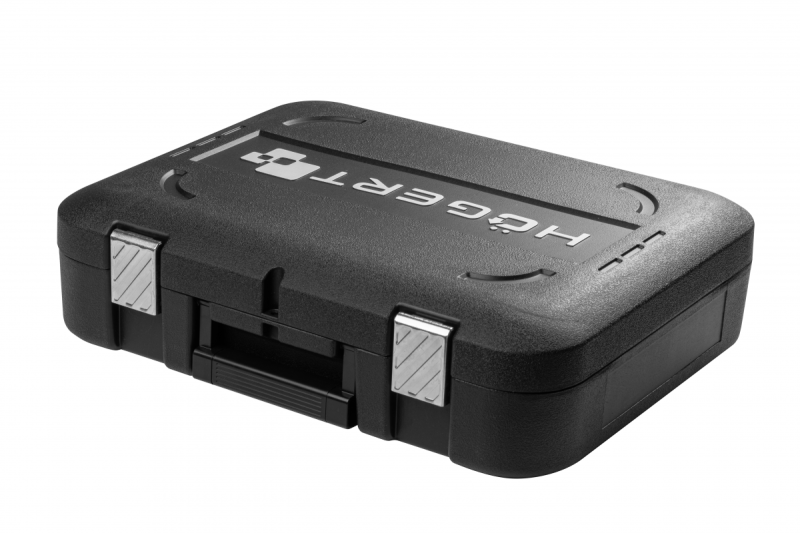 Σετ βουρτσeloze ασύρματης κατσαβιδιού HÖGERT, 18V, με υποδοχή μύτης, αποθηκευτικό χώρο για μύτες, φορτιστή και μπαταρία.