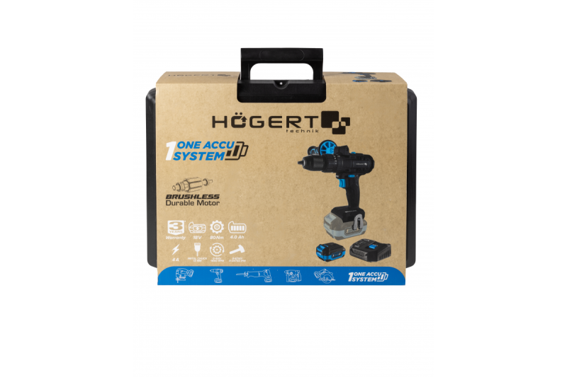 HÖGERT σετ κρουστικού δραπάνου μπαταρίας, 18V για τούβλο, πέτρα, ξύλο, μέταλλο και πλαστικό.