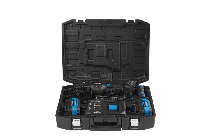 HÖGERT Ασύρματο γωνιακός τροχός με διακόπτη τύπου paddle, 125MM, 18V - Σετ (μπαταρία, φορτιστής, αξεσουάρ)