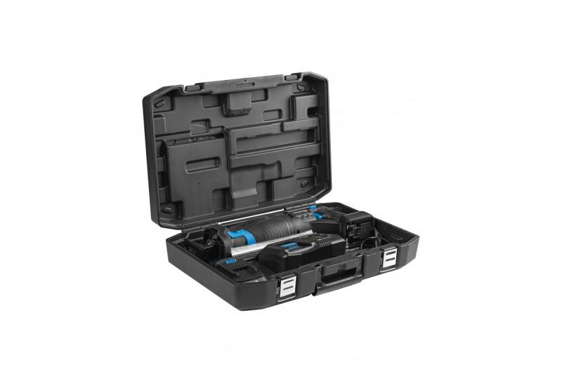 Σετ επαναφορτιζόμενου πριονιού HÖGERT, 18V, χωρίς ψήκτρες, μπαταρία, φορτιστής, αξεσουάρ.