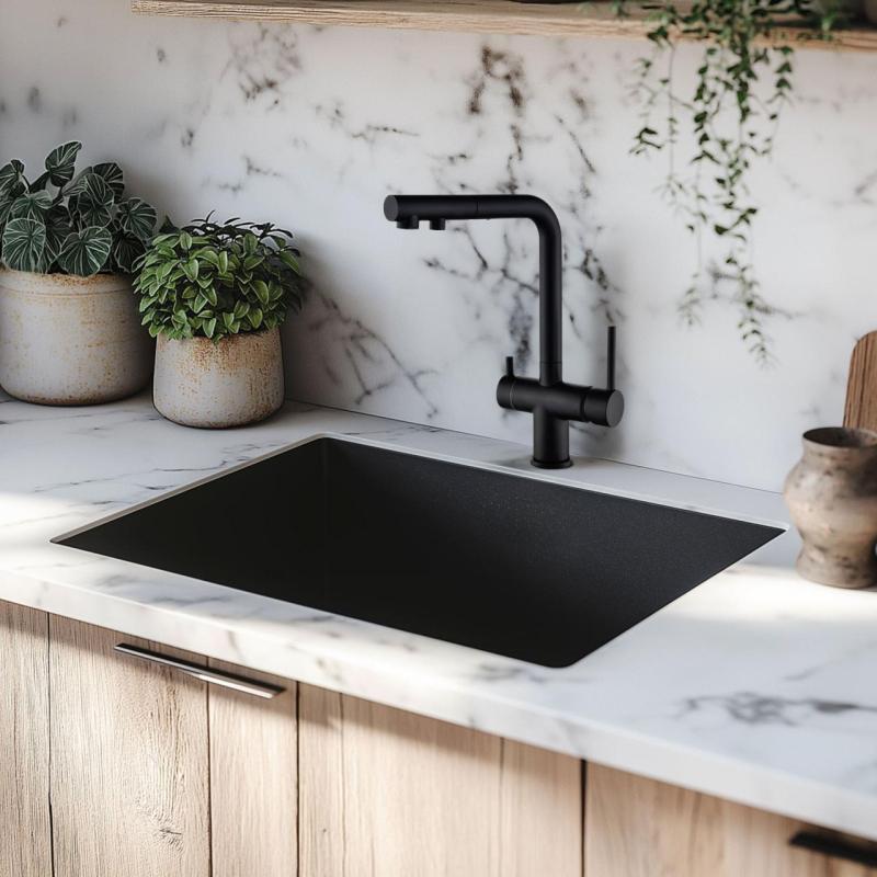 Ausmann Ellington 3-Δρόμων Μίξερ Κουζίνας με Αποσπώμενο Ρουξούνι και Φιλτραρισμένο Νερό – Μαύρο - 1208970497