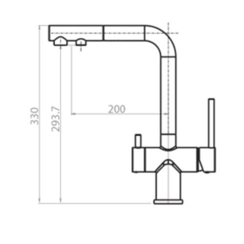 Ausmann Ellington 3-Weg Μικτή βρύση κουζίνας με αποσπώμενο στόμιο και φιλτραρισμένο νερό – Gun metal- 1208970499