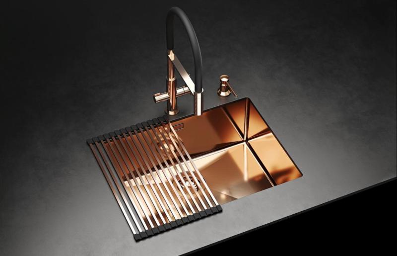 Ausmann Claridge Μπαταρία κουζίνας 3 δρόμων με ευέλικτη ροή και φιλτραρισμένο νερό - Χαλκός - 1208970503