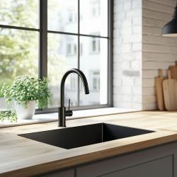 Ausmann Ceramic Ember Κεραμική Μαύρη Ένθετη Νεροχύτη - Επιφάνειας και Υποκατασκευής 54 x 40 εκ. με ανοξείδωτο βύσμα 1208970511