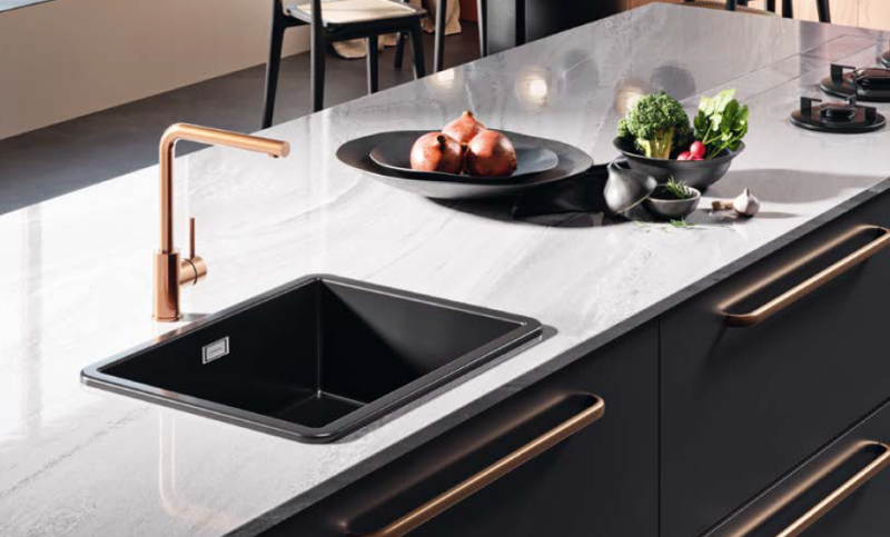 Ausmann Ceramic Ember Κεραμική Μαύρη Ένθετη Νεροχύτη - Επιφάνειας και Υποκατασκευής 54 x 40 εκ. με ανοξείδωτο βύσμα 1208970511