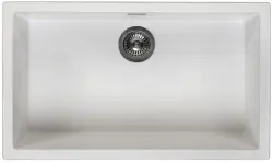 Λευκός Μεγάλος Νεροχύτης 70x40 εκ. Επιδαπέδιος, Επιτοίχιος και Εντοιχισμένος με Gun Metal Πρίζα 1208970520