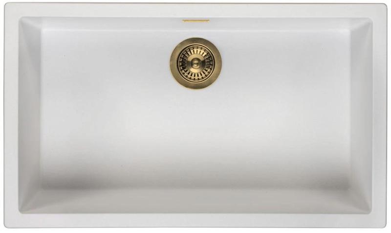 Witte Grote Spoelbak 70x40 cm Onderbouw, Opbouw en Vlakinbouw met Gouden Plug 1208970522

Λευκός Μεγάλος Νεροχύτης 70x40 εκ. για Εντοιχισμό, Επικαθήμενη και Ενσωματωμένη Τοποθέτηση με Χρυσό Π