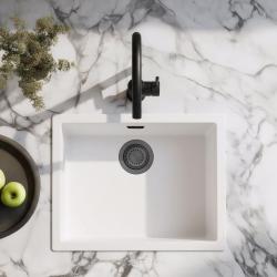 Λευκός Νιπτήρας 50x40 cm Υποδομή, Επιδομή και Επίπεδη Ενσωμάτωση με Πρίζα Gun Metal 1208970529