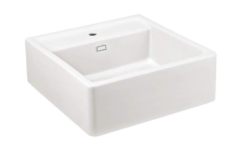 Ausmann Κεραμικός Νεροχύτης Πανοραμικής Απόχρωσης Λευκός Butler - Εντοιχιζόμενος και Ημιεντοιχιζόμενος 630 x 597 mm με επιφάνεια για μπαταρία και Λευκό βύσμα 1208970556