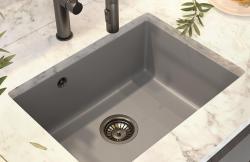 Graniteland Solo Γρανίτης γκρίζος Νεροχύτης επίπεδης επιφάνειας 42x34 cm με ανοξείδωτο πώμα 1208970569