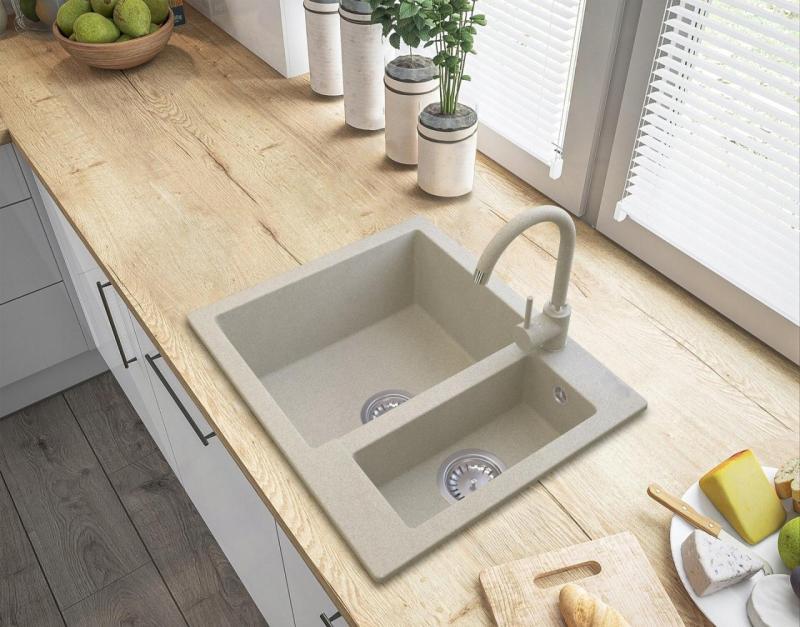 Graniteland Adda Γρανίτης Beige άμμος 1.5 Νεροχύτης Επιφάνειας 600x495mm με Ανοξείδωτο Πρίζα 1208970621