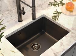 Graniteland Solo Γρανίτης Μαύρος Νεροχύτης Υποκατασκευή 535x400 mm με Ανοξείδωτο Πώμα 1208970637
