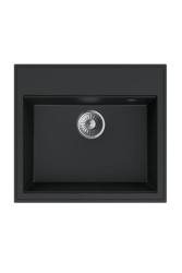 Dura Stretto Μαύρος Quartz Νεροχύτης Επικαθήμενος 56x51 εκ. με RVS Στόπερ και Τρύπα για Βρύση 1208970690