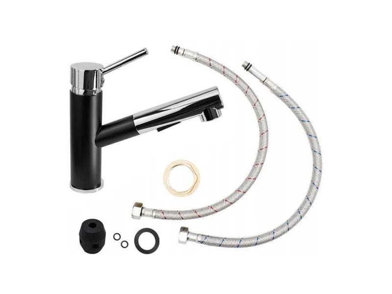 Graniteland Ceres Μαύρη Κουζινομπρύζα με Αποσπώμενη Ροή και Διπλή Λειτουργία Ντουζιέρας 1208970707