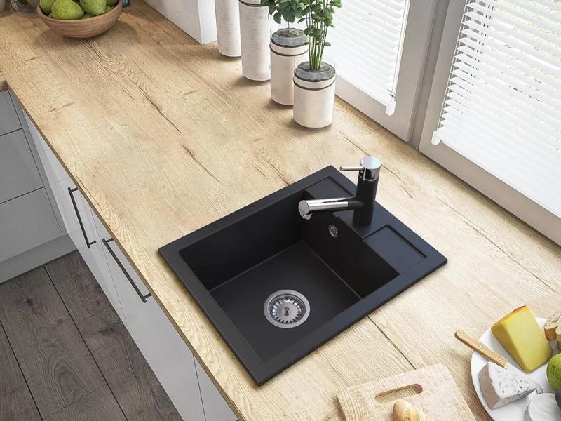 Graniteland Ceres Μαύρη Κουζινομπρύζα με Αποσπώμενη Ροή και Διπλή Λειτουργία Ντουζιέρας 1208970707