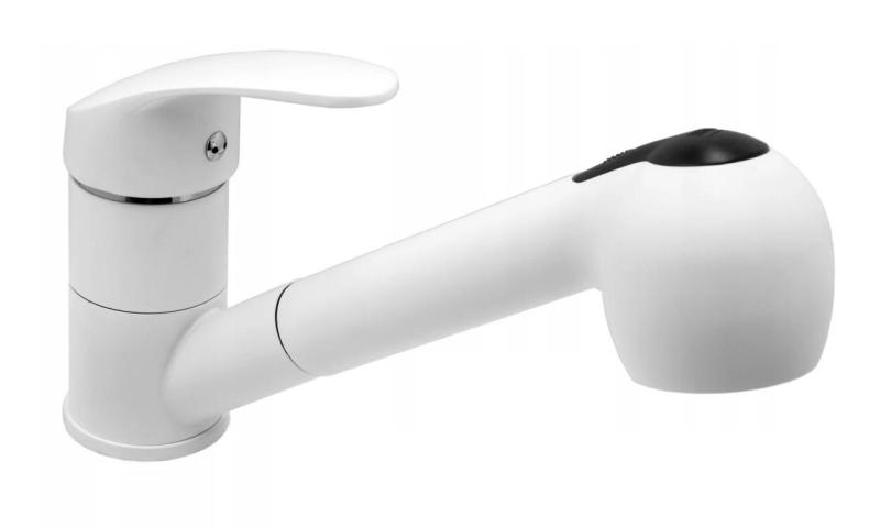 Γρανιτένια Ρέα Μπαταρία Κουζίνας Λευκή με Επεκτάσιμο Ρουξούνι και Χειροκίνητο Ντους Διπλής Λειτουργίας 1208970714