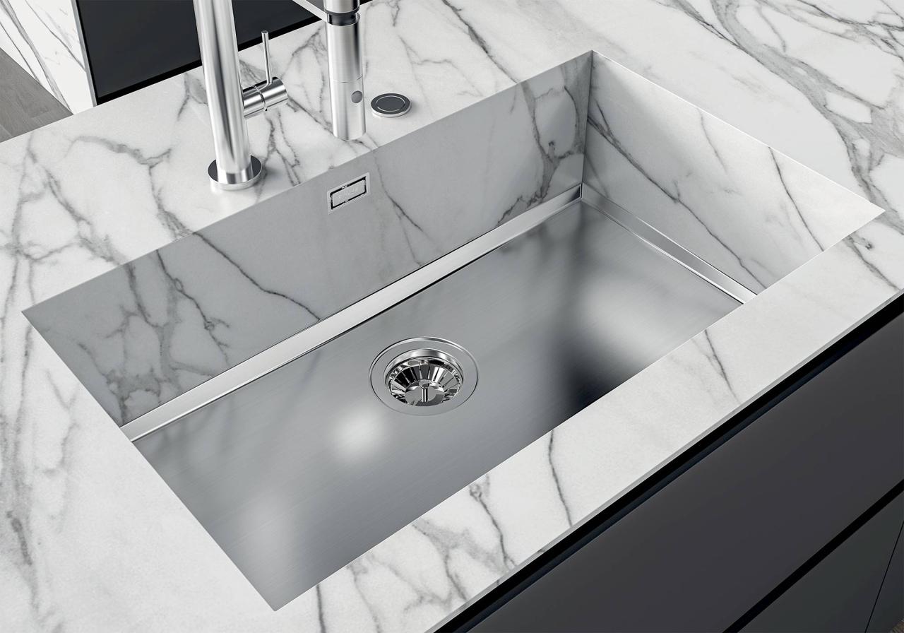 Foster Phantom Base RVS Πλάκα επιφάνειας εργασίας Νεροχύτης 40x40cm για Ενσωμάτωση σε Κεραμικά, φυσικό πέτρινο και Solidsurface πάχους 20mm 1208970718