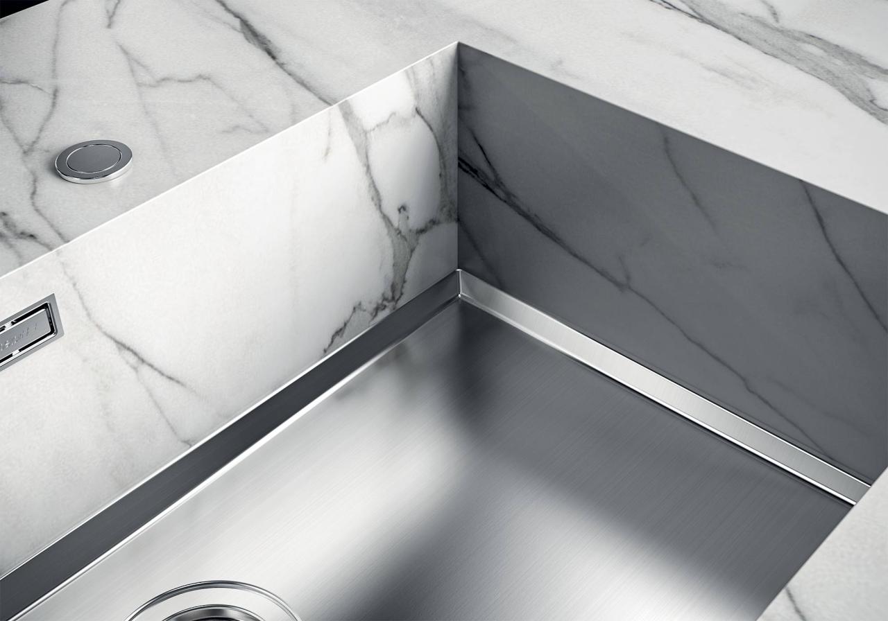 Foster Phantom Base RVS Πλάκα βάσης Worktop Νεροχύτης 50x40cm για Εντοιχισμό σε Κεραμικά φυσικό Πέτρα και Solidsurface πάχος 12mm 1208970720