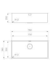 Foster L35 Ειδικό 35cm μήκος Ανοξείδωτος Νεροχύτης 75 x 35 cm Εντοιχιζόμενος 1208970724