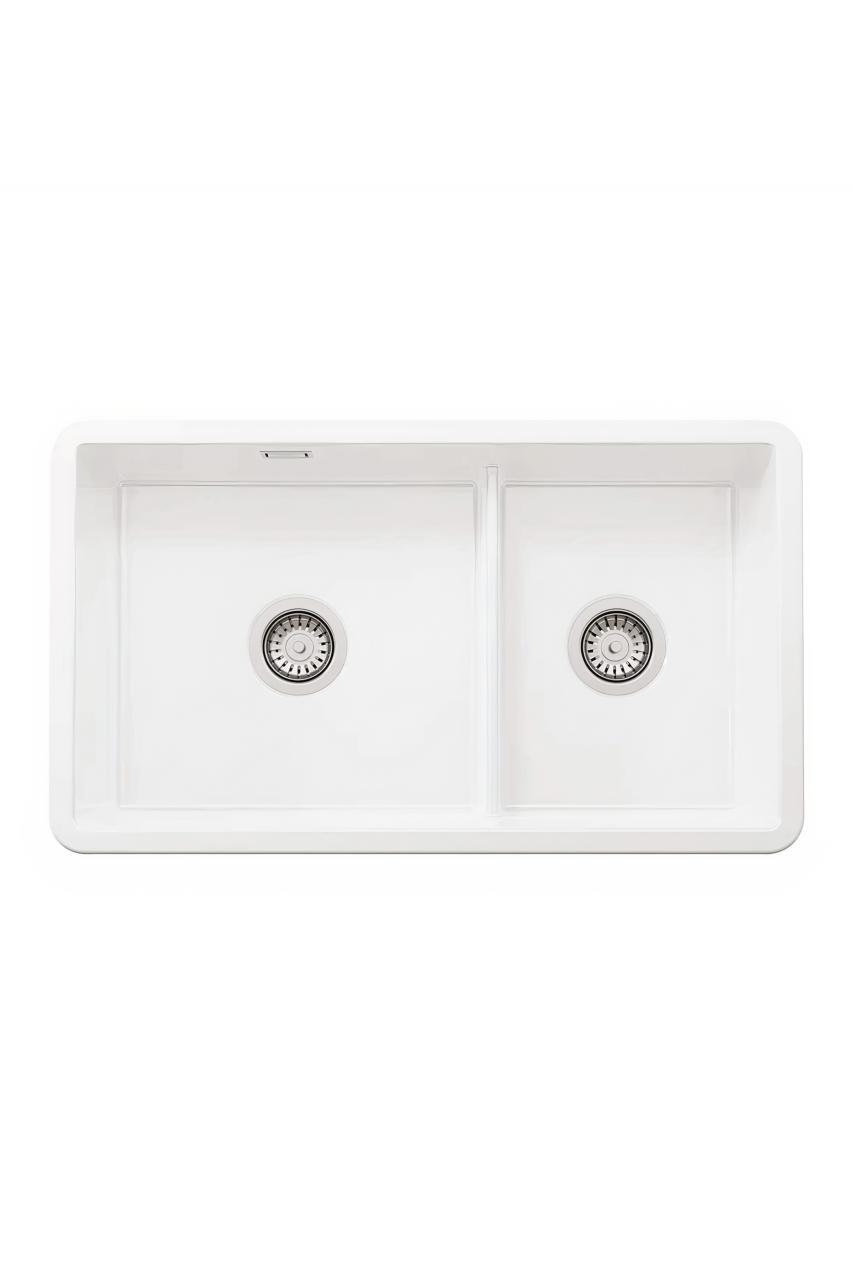 Ausmann Ceramic Ember Κεραμική Λευκή Νιπτήρας Μεγέθους Ανδρικού Ένα και Μισό Επιφάνεια και Υποστήριξη 733 x 401 mm με Ανοξείδωτα Πώματα 1208970737