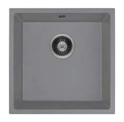 GraniteMy Universal Γκρανίτης Γκρι Νεροχύτης 40x40 εκ. Επιφανειακή, Υποδομή και Εντοιχισμένη με Μεταλλική Πρίζα Gun metal 1208970750