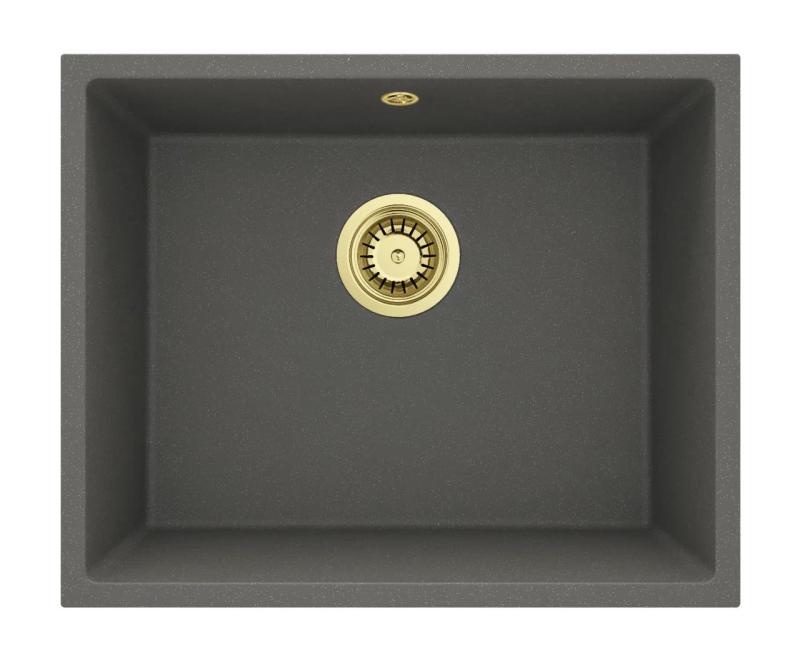 GraniteMy Universal Γρανίτης Γκρι, σκούρος Νεροχύτης 50x40 εκατοστά Επιφάνεια, Υποδομή και Επίπεδη Εγκατάσταση με Χρυσή Πρίζα 1208970756