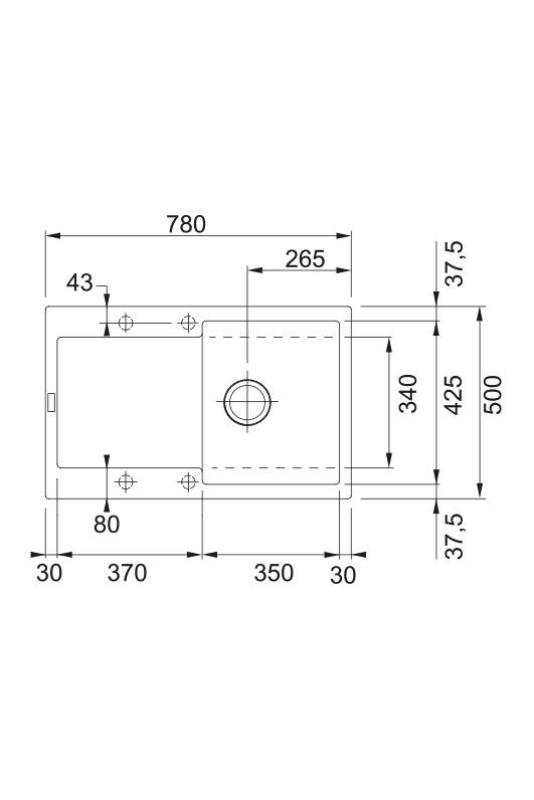 Franke Maris MRG 611-78 Fragranite Mat Μαύρος Νεροχύτης 78 x 50 cm Επιφάνεια με Αποστραγγιστικό τμήμα 114.0628.968