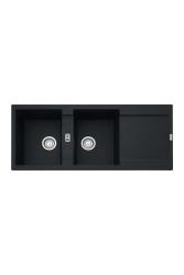 Franke Maris MRG 621 Fragranite Mat Μαύρο Διπλό Νεροχύτη 116 x 50 εκ. Επιφάνειας με Στραγγιστήρα 114.0628.970