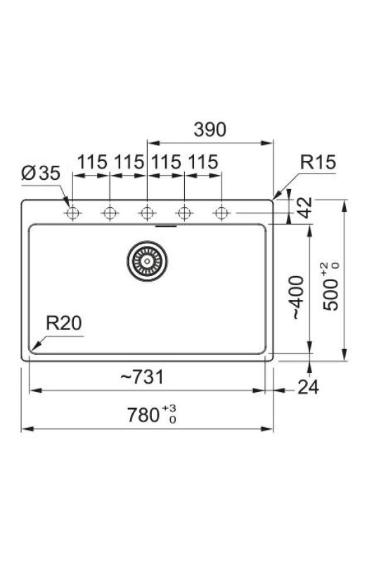 Franke Maris MRG 610-70 TL Fragranite Mat Μαύρος Νεροχύτης 78 x 50 cm Επιφάνειας με Τρύπα Βρύσης 114.0668.727
