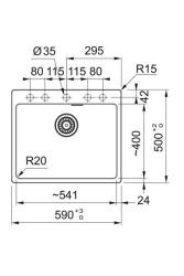 Franke Maris MRG 610-50 TL Fragranite Mat Μαύρο Νεροχύτης Επιφάνειας με Τρύπα για Βρύση 114.0668.630