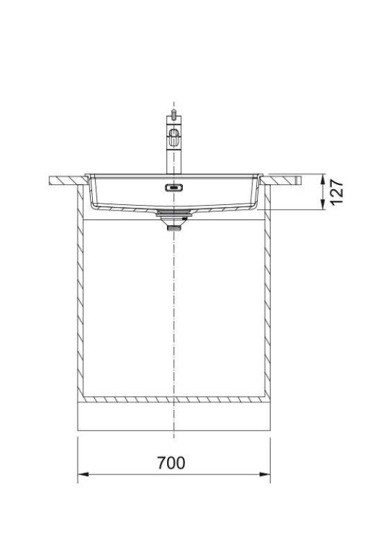 Φράνκε Μάρις MRG 610-60 Care Fragranite Stone γκρι επιφανειακό νεροχύτη για άτομα με ειδικές ανάγκες 635 x 559 mm Επιφάνεια με Τρύπα για Βρύση 114.0729.486