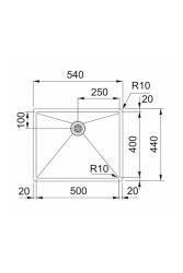 Franke Bolero Plus New R10 B2X 210-50-40 RVS Νεροχύτης επιφάνειας, εντοιχιζόμενος και επιδαπέδιος 50x40 cm 127.0728.977