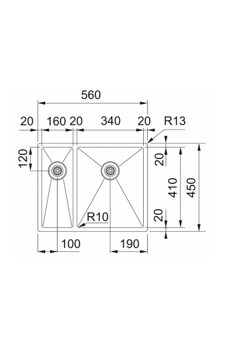 Franke Bolero Plus New R10 B2X 260-34-16 BR 1,5 Άλλο Ανοξείδωτο Νεροχύτης Επίπεδης Επιφάνειας, Υποδομή και Επικαθήμενη 56x45 εκ. 127.0733.338
