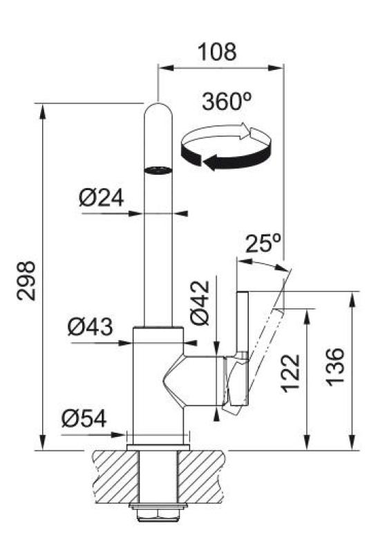 Φράνκε Λίνα U Κουζινόνερο Διακόπτης Ροής Μαύρος 115.0728.474