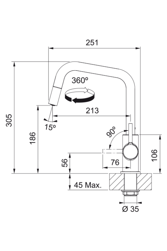 Franke Lina U Κουζινομπρίζα Χρώμιο Αποσπώμενη Ροή 115.0728.476