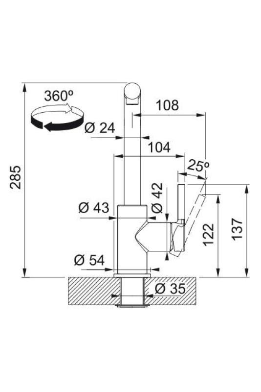 Μπαταρία Κουζίνας Franke Lina L Stone Grey με Αποσπώμενη Προέκταση 115.0728.486