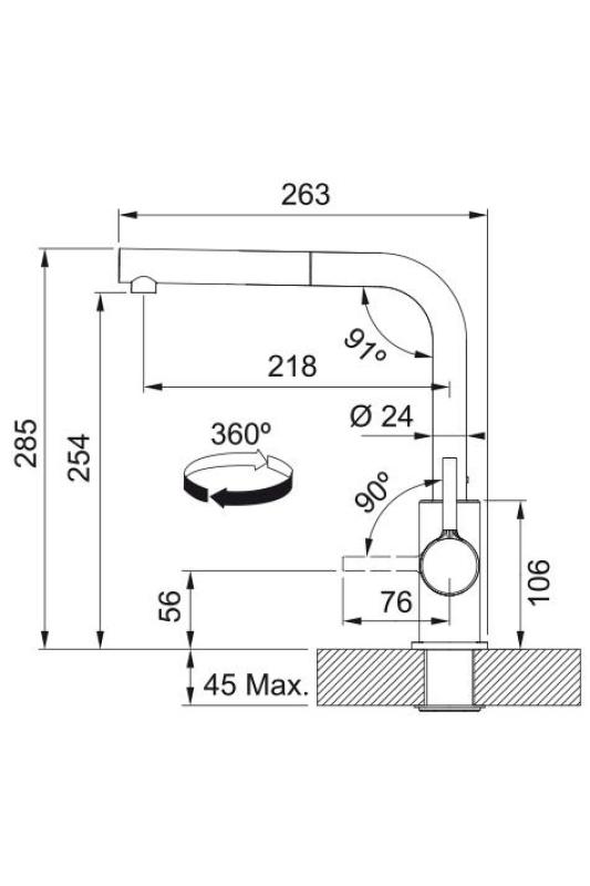 Μπαταρία Κουζίνας Franke Lina L Oyster με Επεκτεινόμενη Ροή 115.0728.487