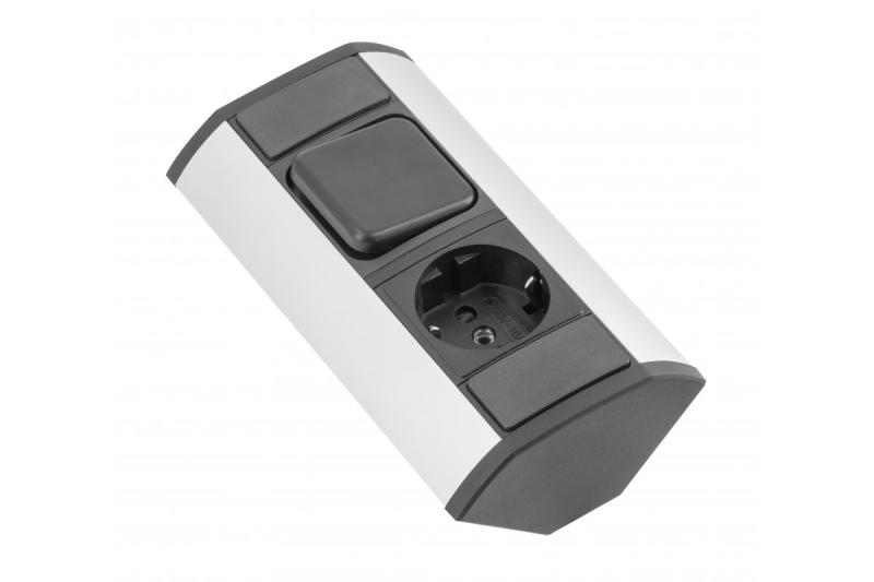 MINI γωνιακό εξάρτημα με διακόπτη και πρίζα Schuko 230V 16A