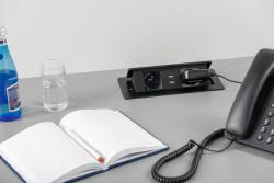 Καλώδιο επέκτασης γραφείου SOFT 2x πρίζα με γείωση, USB 2.1A, καλώδιο τροφοδοσίας με βύσμα, μαύρο