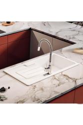 Ausmann Ceramic Sylva Κεραμικό Λευκό Νεροχύτης Επιφάνειας με Στραγγιστήρα 1000 x 500 mm 1208971124