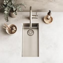 Pure.Sink Exclusivo μικρό ανοξείδωτο νεροχύτη 18x40 εκ 10mm ακτίνα εντοιχισμένη, επίπεδη ενσωμάτωση και επικαθήμενη PEX1840-02