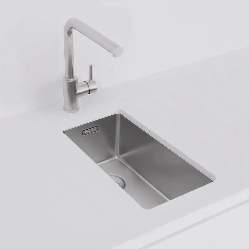 Pure.Sink Exclusivo μικρό ανοξείδωτο νεροχύτη 18x40 εκ 10mm ακτίνα εντοιχισμένη, επίπεδη ενσωμάτωση και επικαθήμενη PEX1840-02