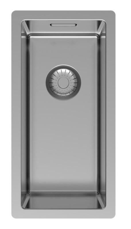 Pure.Sink Exclusivo μικρό ανοξείδωτο νεροχύτη 18x40 εκ 10mm ακτίνα εντοιχισμένη, επίπεδη ενσωμάτωση και επικαθήμενη PEX1840-02