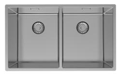 Pure.Sink Prestige Διπλό ανοξείδωτο νεροχύτη 70x40 cm 10mm ακτίνα υποδομής, επίπεδης κατασκευής και επικατασκευής PPG343440-02