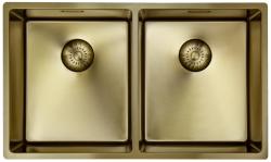 Pure.Sink Prestige Διπλό Χρυσό Νεροχύτης 70x40 εκ. 10mm ραδιοφάρδος εντοιχισμένος, επίπεδη κατασκευή και επικαθήμενη PPG343440-60