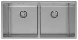 Pure.Sink Prestige Διπλό ανοξείδωτο νεροχύτη 82x40 cm ακτίνα 10mm εντοιχισμένος, επίπεδη κατασκευή και ανώστρωση PPG404040-02